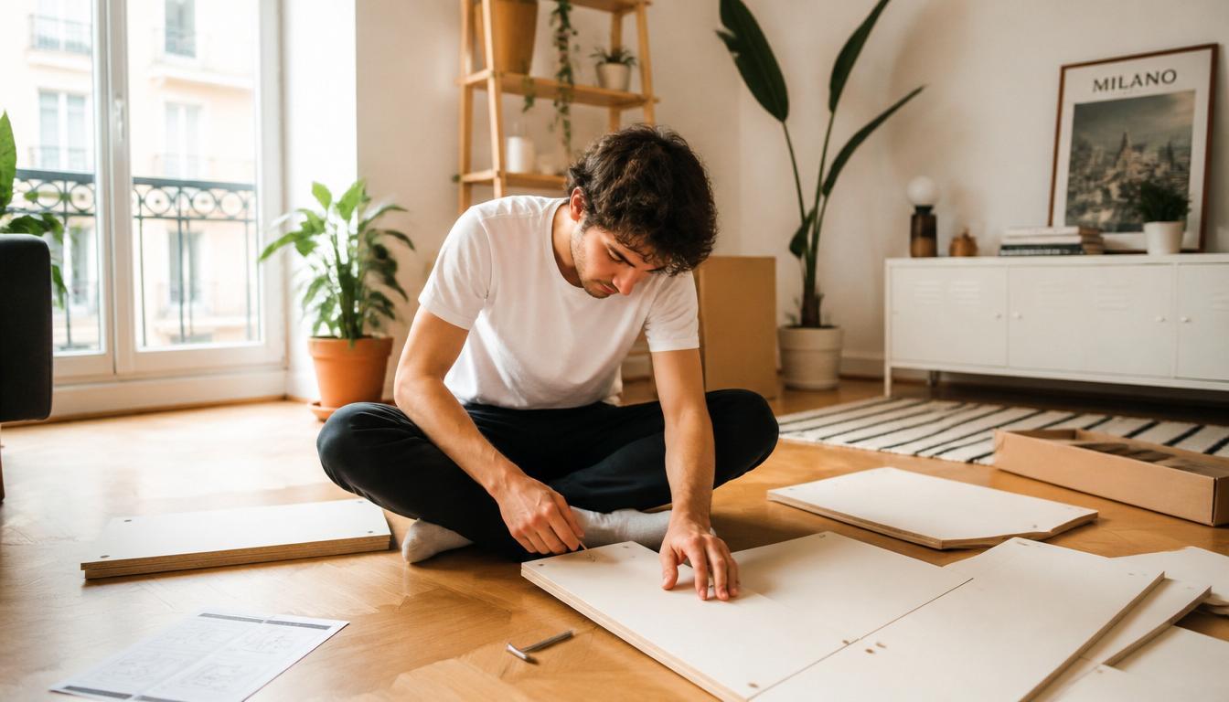Mobile IKEA smontato sul pavimento